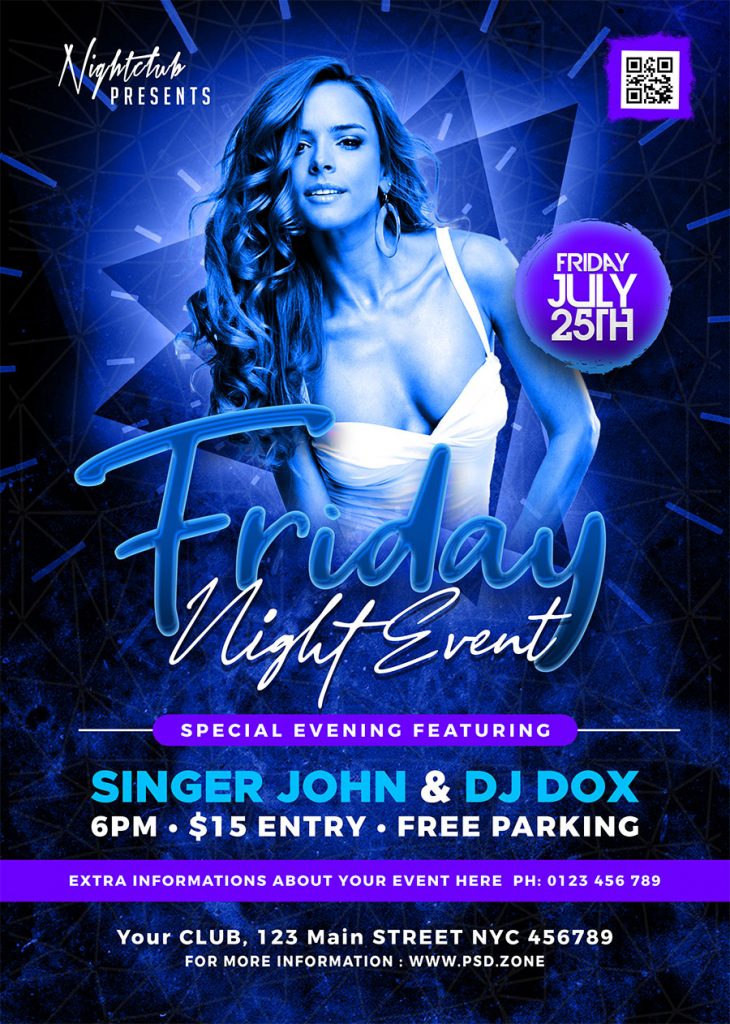 Friday Night DJ Party Event Flyer PSD