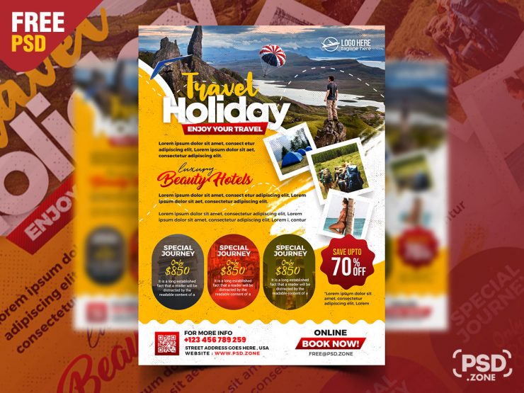 Holiday Travel Agency Flyer Design PSD