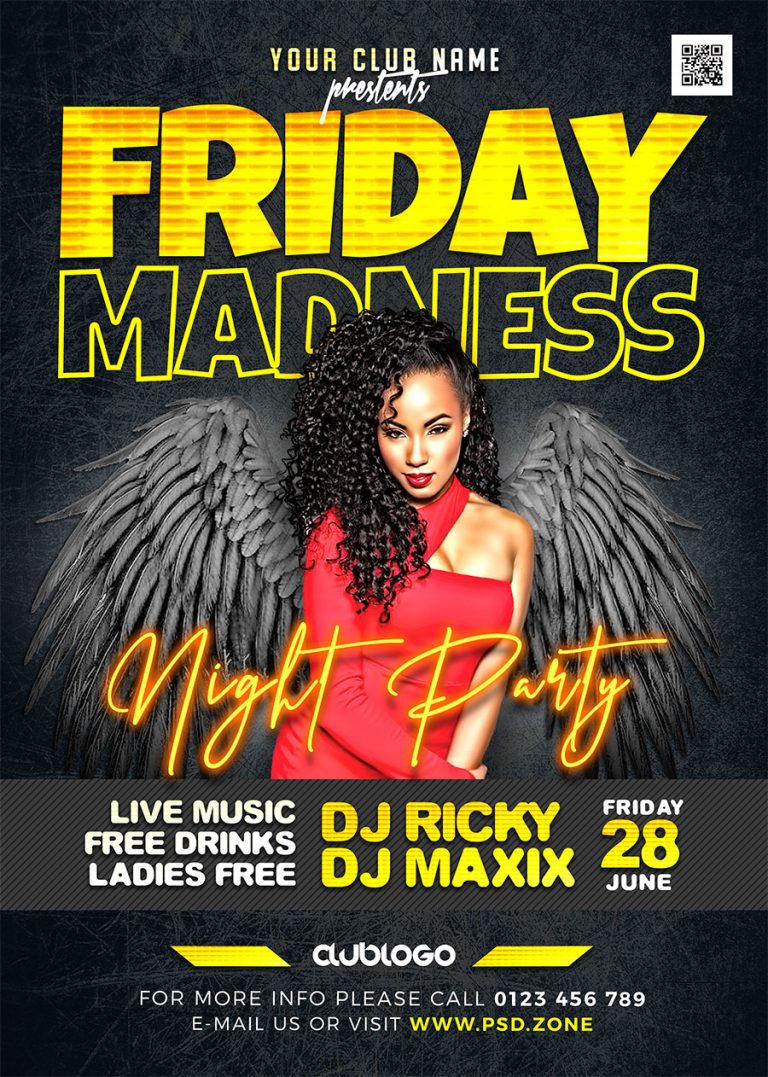 Night Club Friday Party Flyer PSD Template - PSD Zone
