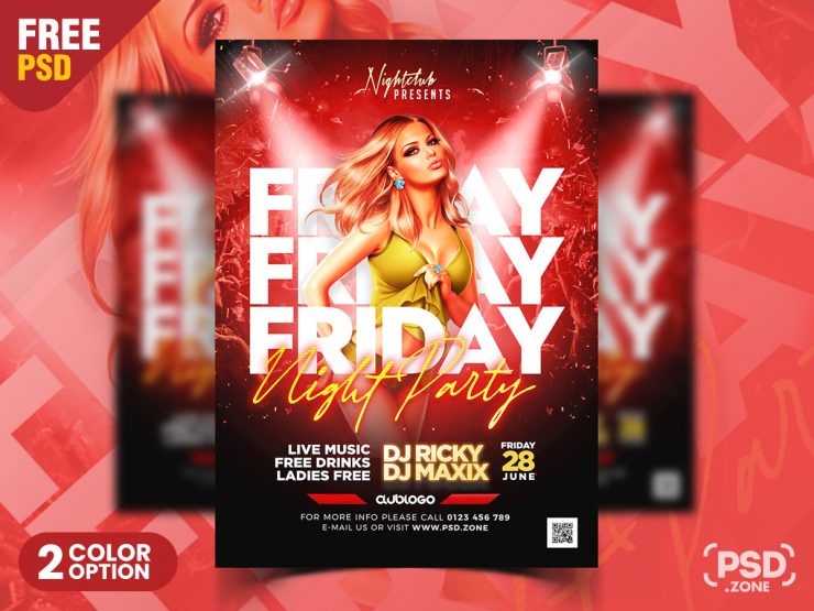 Weekend Club Party Invitation Flyer PSD