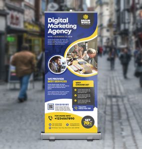 Agency Roll-up Banner Stand Design PSD
