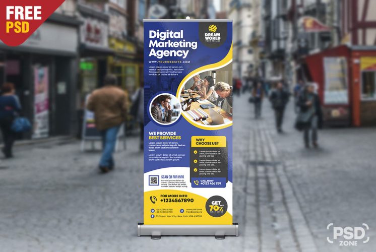 Agency Roll-up Banner Stand Design PSD