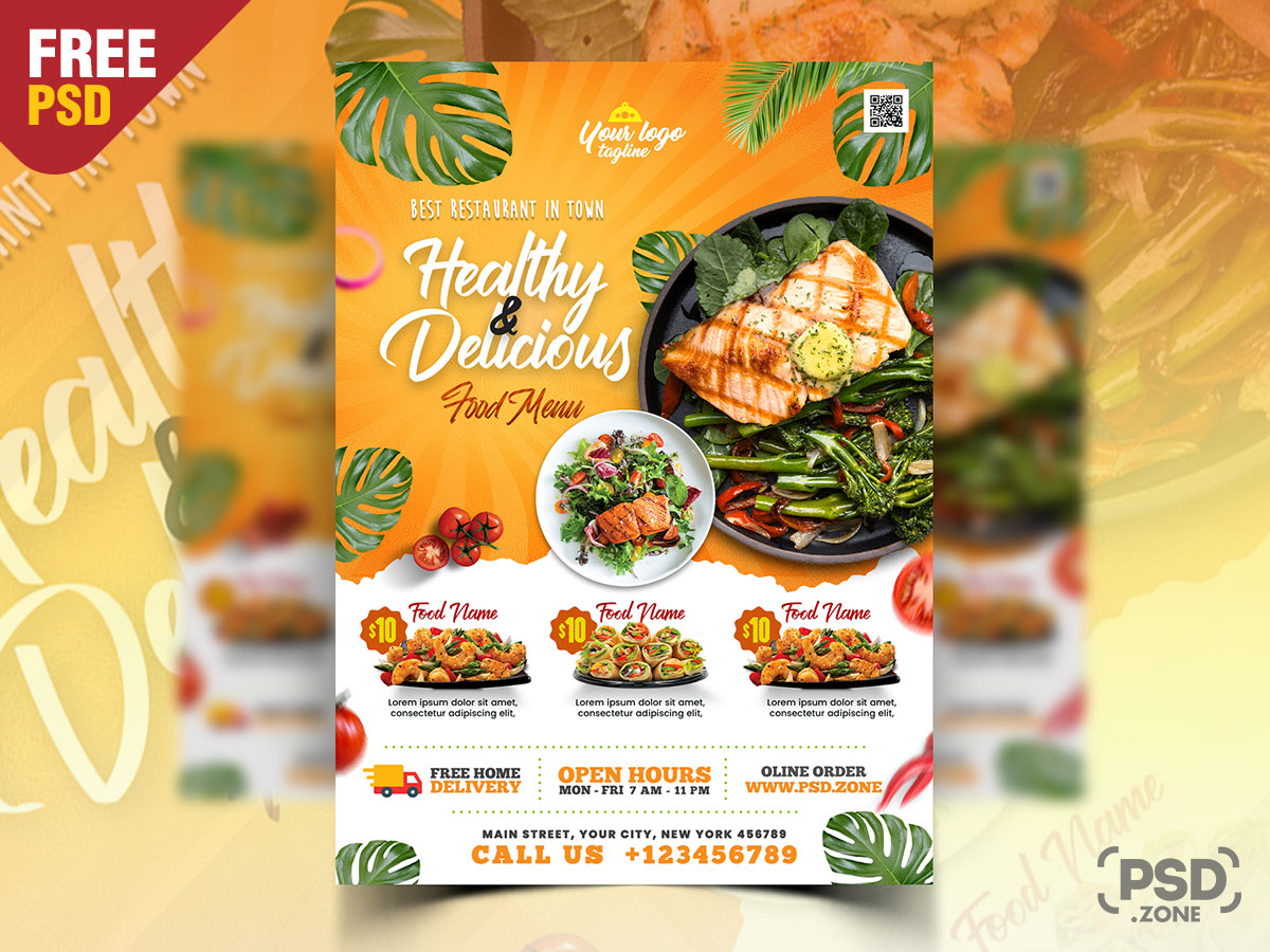 Restaurant Food Promotion Flyer PSD Template - PSD Zone