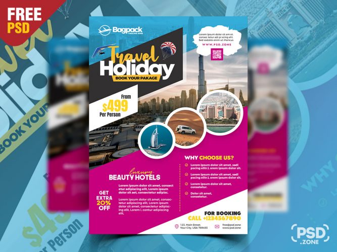 Travel Agency Flyer Ads Poster PSD Template - PSD Zone