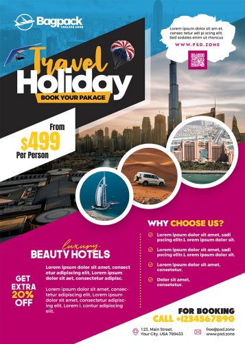 Travel Agency Flyer Ads Poster PSD Template - PSD Zone