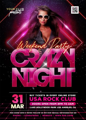 Weekend Night Party Flyer PSD Template - PSD Zone