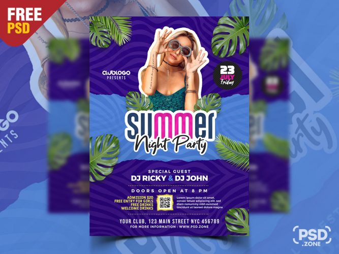 Creative Summer Party Flyer PSD Template