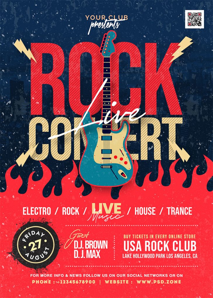 Live Rock Concert Event Flyer PSD