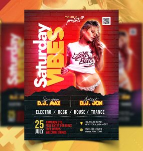 Saturday Vibes Party Flyer PSD Template