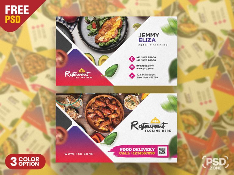 Food Restaurant Business Card Design PSD - PSD Zone