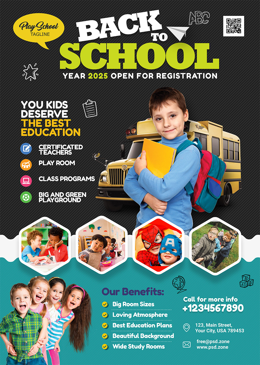 Junior School Admission Flyer PSD Template - PSD Zone