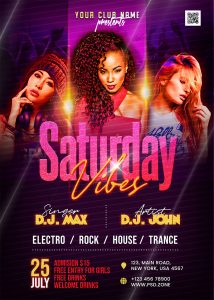 Nightclub Saturday Night Party Flyer PSD