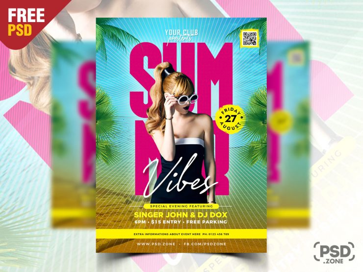 Summer Vibes Party Flyer PSD