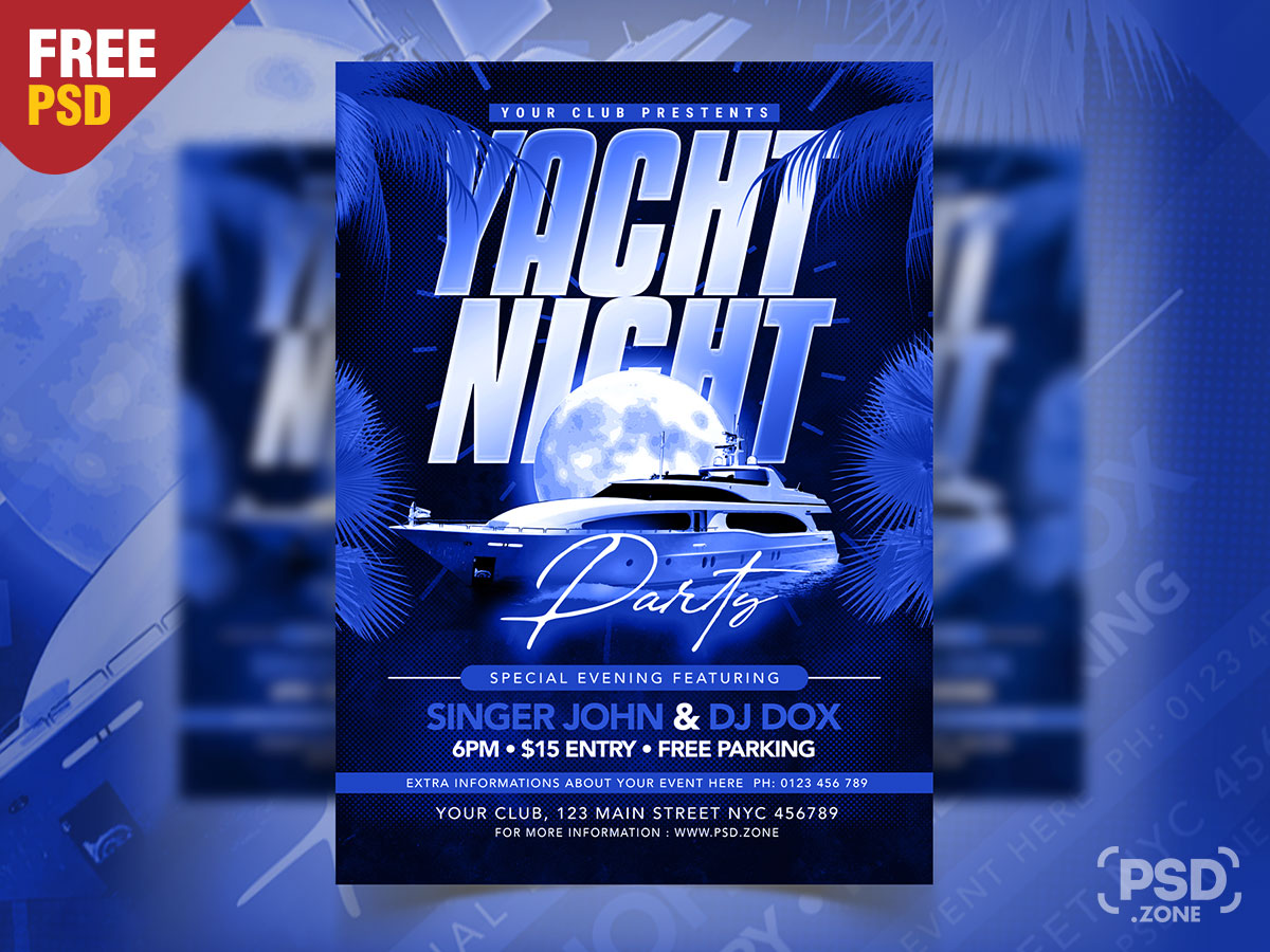 Yacht Music Party Flyer PSD Template - PSD Zone