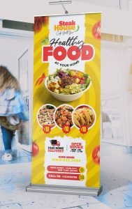 Restaurant Outdoor Roll up Banner Design PSD