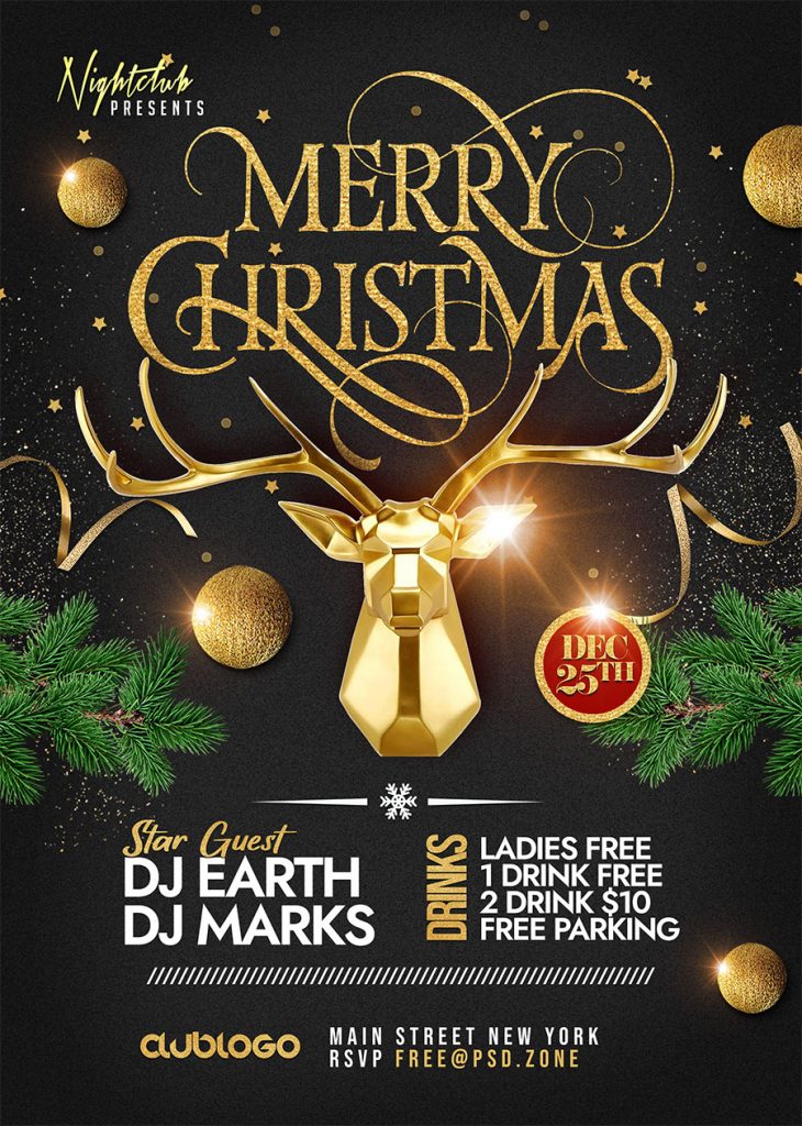 Christmas Party Event Flyer PSD