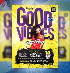 Good Vibes Night Party Flyer PSD