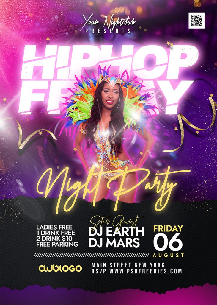 Hiphop Friday Night Party Flyer PSD