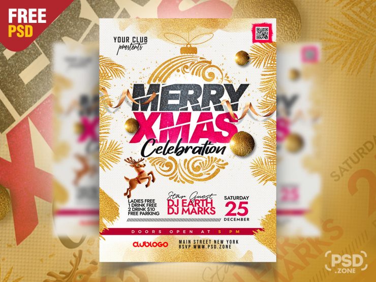 Merry Xmas Party Event Flyer PSD