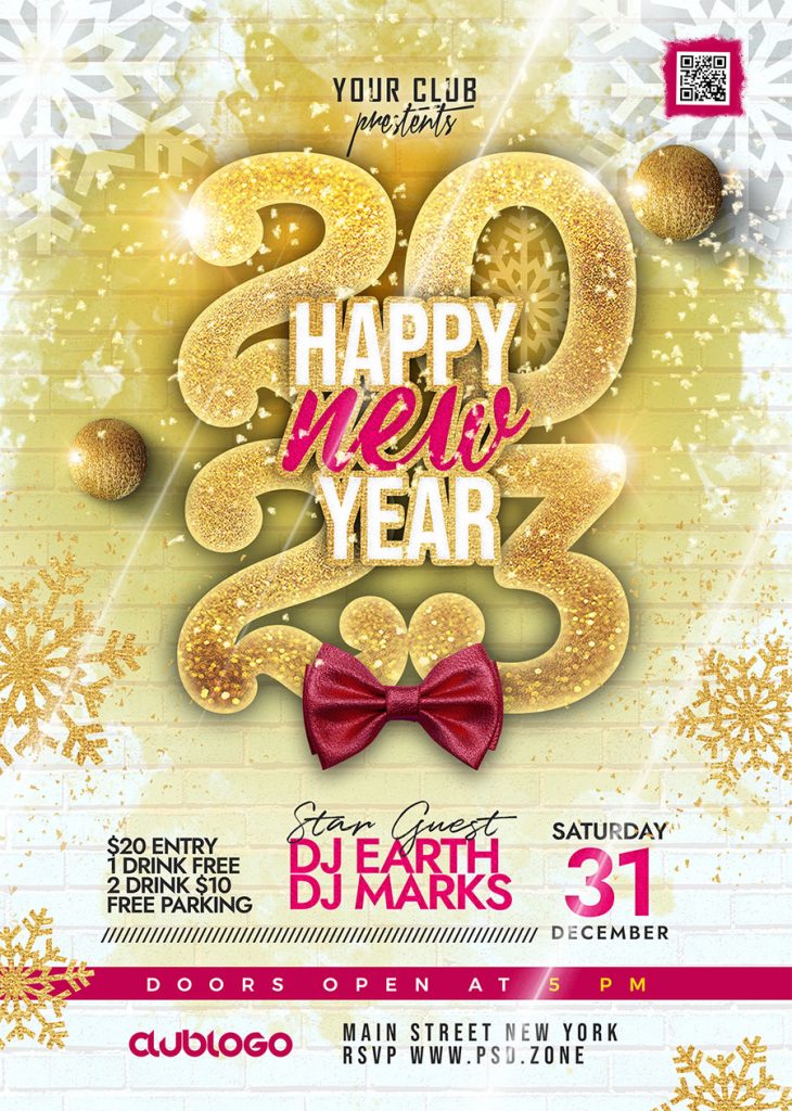 New Year 2023 Party Flyer PSD