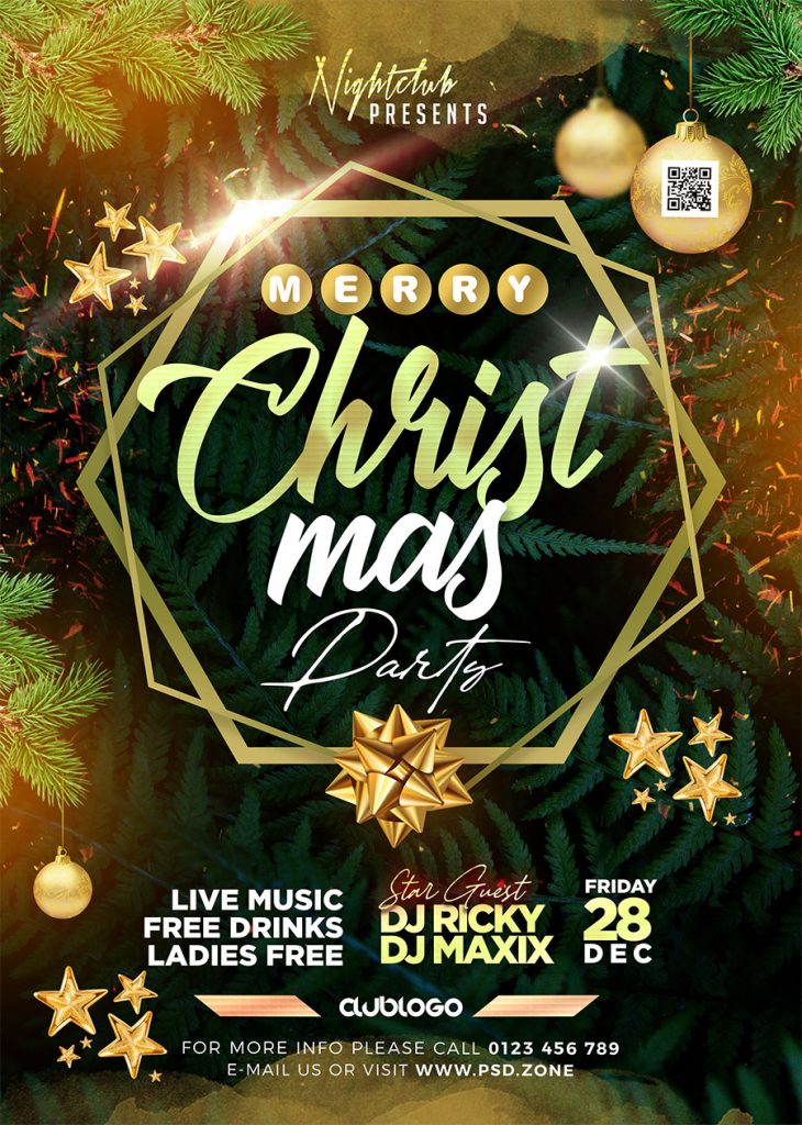 Christmas Club Event Party Flyer PSD