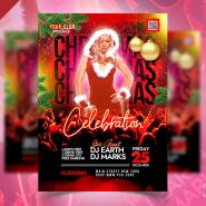 Christmas Club Party Invitation Flyer Template PSD