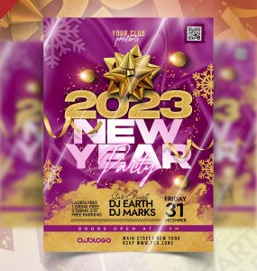 Elegant New Year 2023 Party Flyer PSD Template