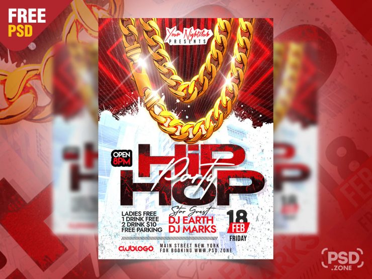 HipHop Night Club Party Flyer PSD