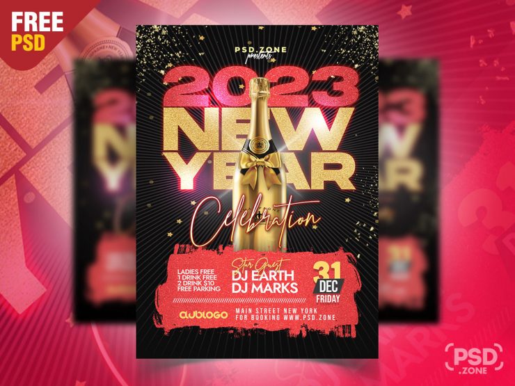 New Year 2023 Celebration Event Flyer PSD