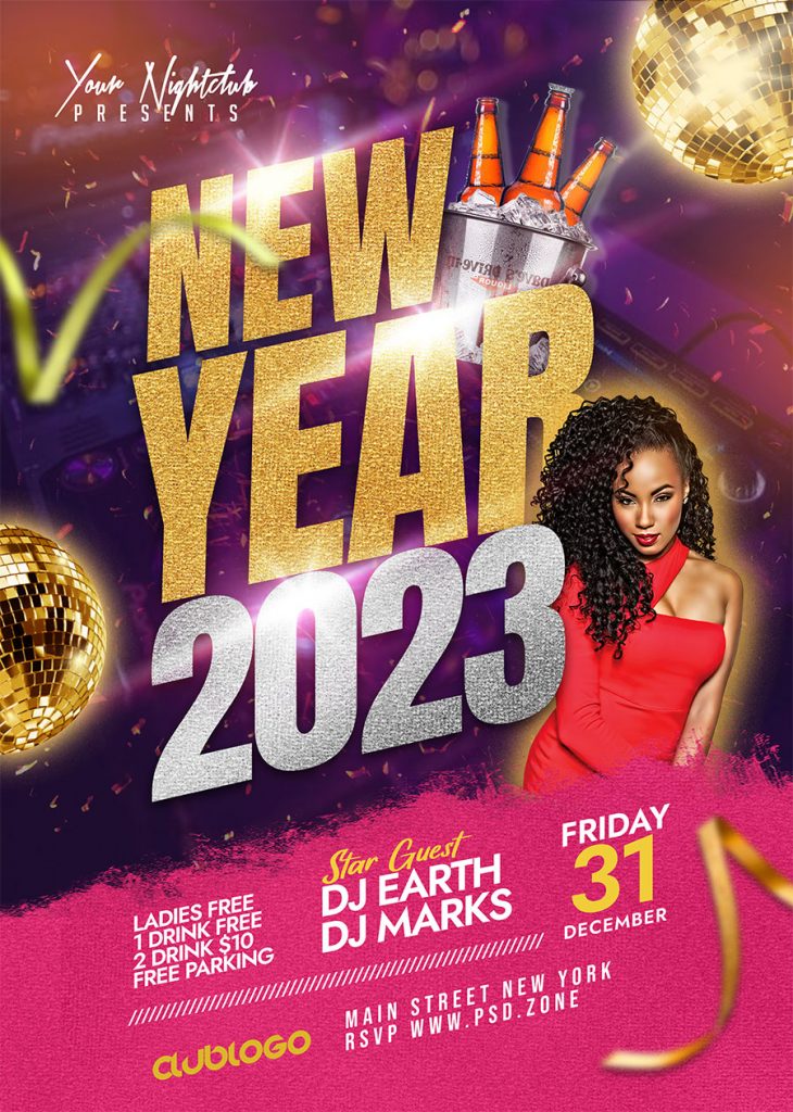 New Year 2023 Night Club Party Flyer PSDNew Year 2023 Night Club Party Flyer PSD