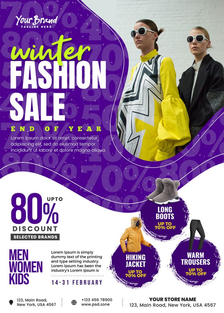 Winter Fashion Sale Flyer Design PSD