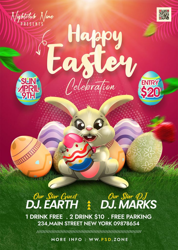 Happy Easter Event Celebration Flyer PSD