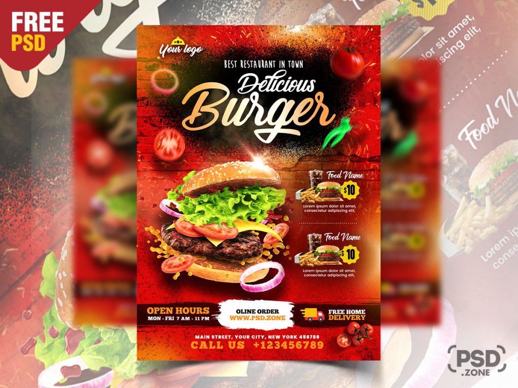 Delicious Burger And Food Menu Flyer Psd Template Psd Zone – NBKomputer