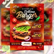 Delicious Burger and Food Menu Flyer PSD Template