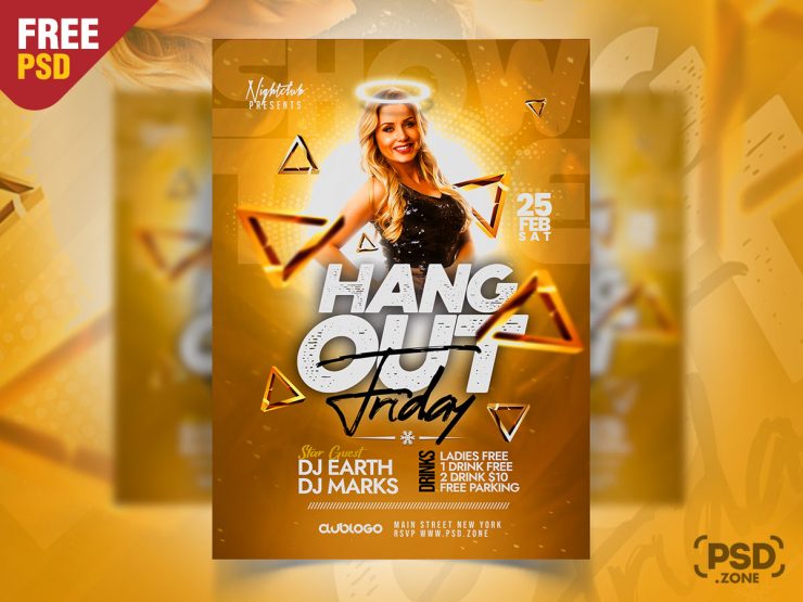 Friday Hangout Party Flyer PSD