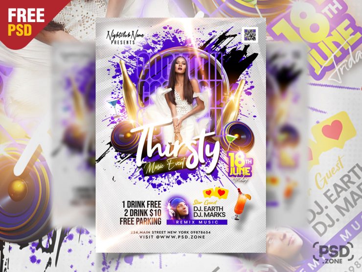 Cocktail Party Invitation Flyer PSD Template