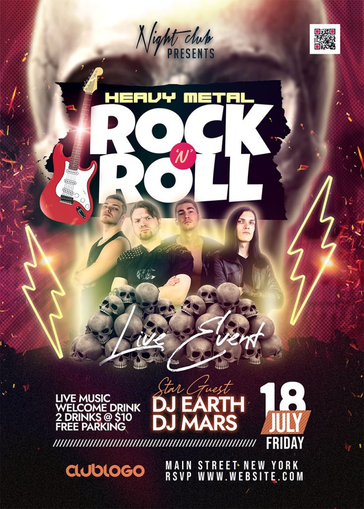 Rock n Roll Live Event Flyer PSD