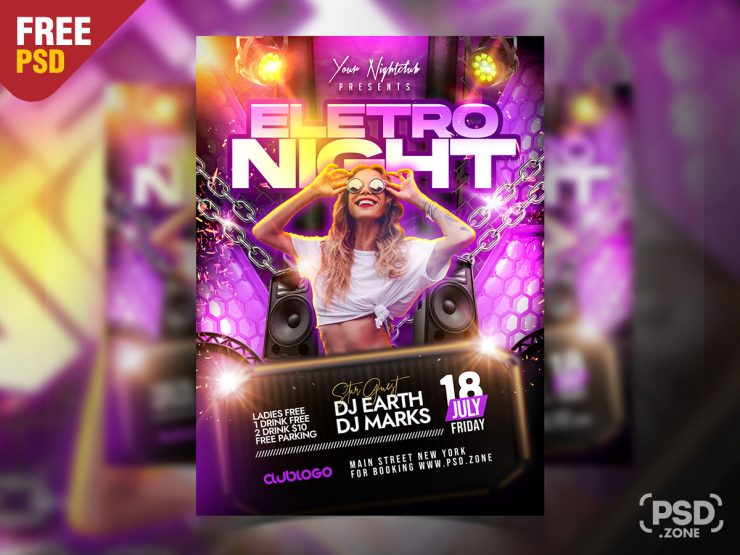 Weekend Club DJ Night Party Flyer PSD