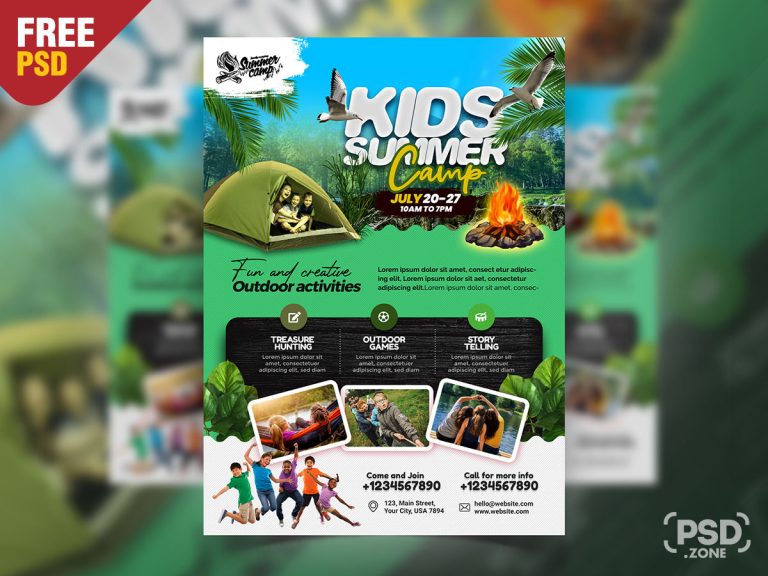 Kids Summer Camp Flyer PSD Template - PSD Zone