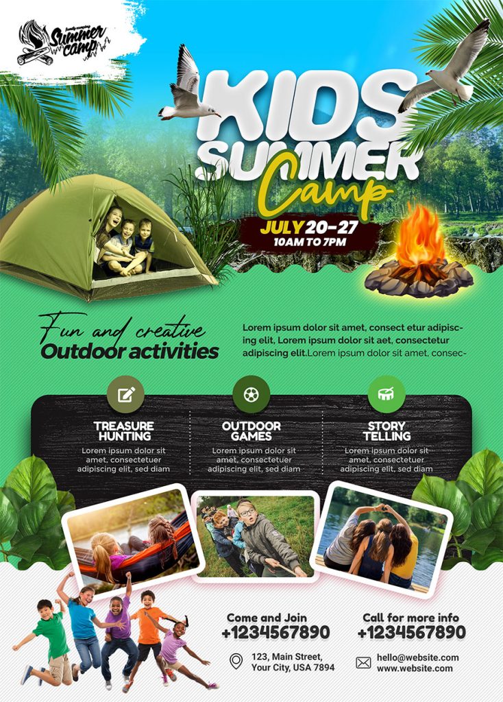 Kids Summer Camp Flyer PSD Template