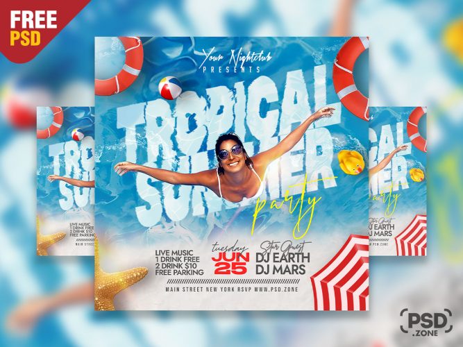 Tropical Party Night Club Instagram Post PSD