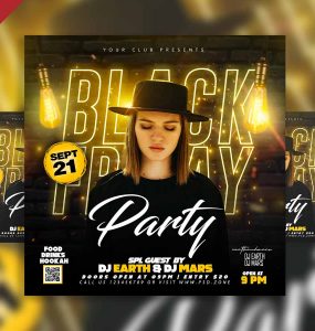 Black Friday party social media post PSD