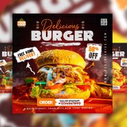 Delicious burger restaurant Instagram post PSD
