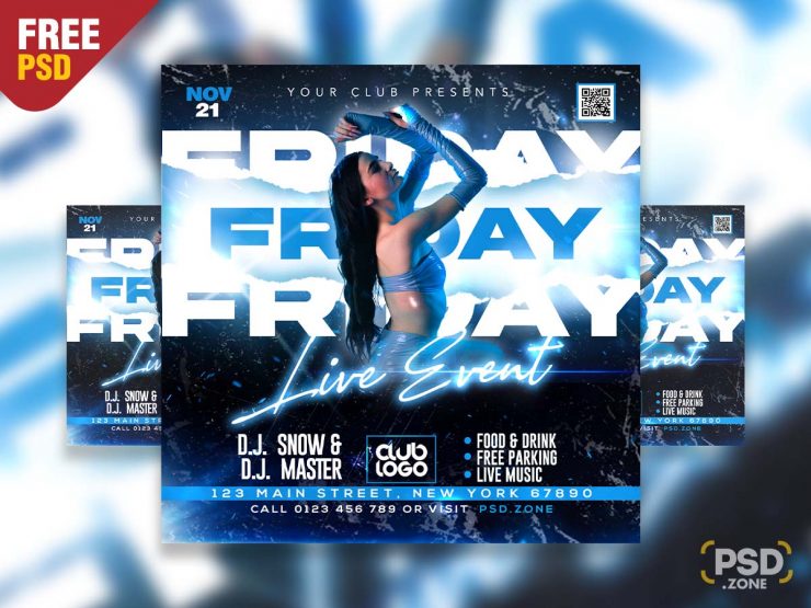 Friday Live Event Party Social Media Post PSD
