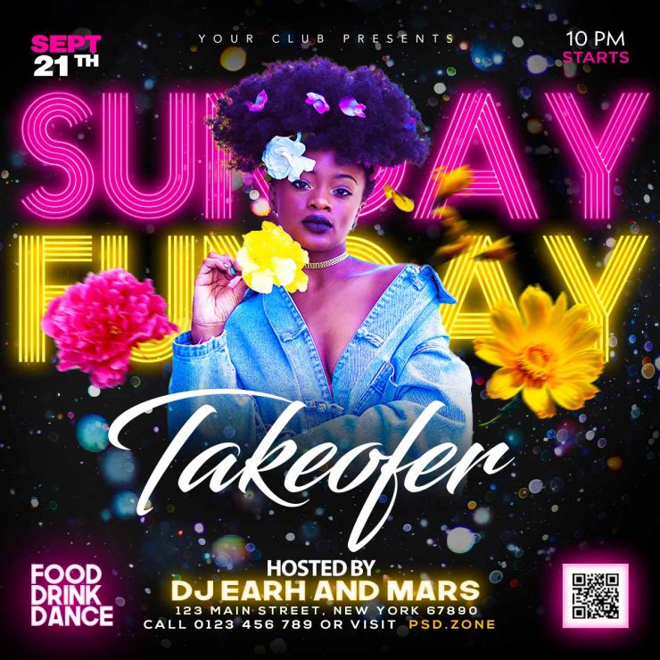 Sunday Funday takeover party social media post PSD - PSD Zone