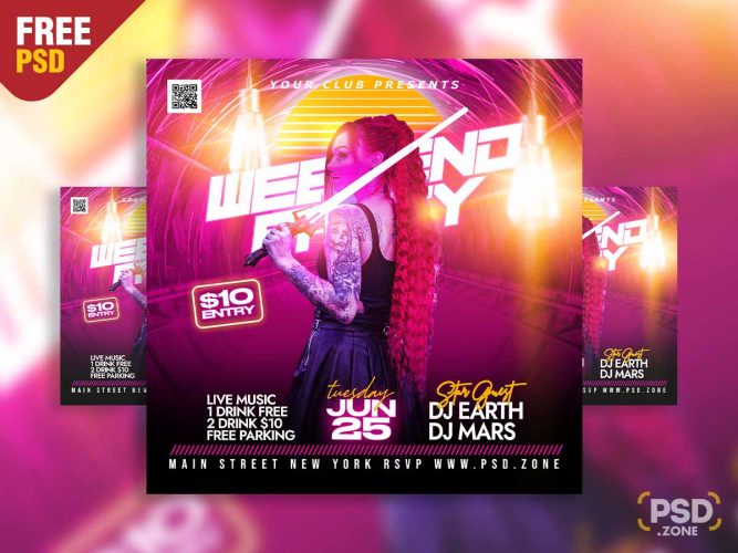 Weekend Party Social Media post PSD
