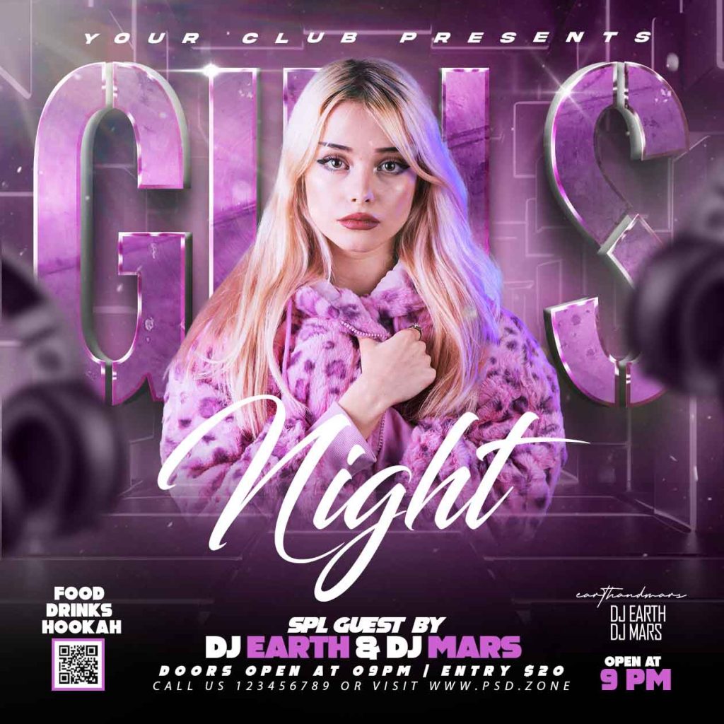 Girls night party social media post PSD