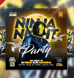 Ninja night party social media post PSD