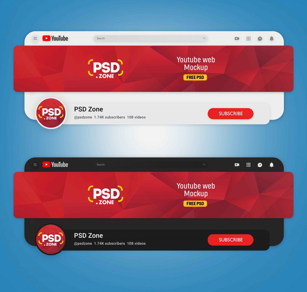 Youtube 2024 modern mockup psd