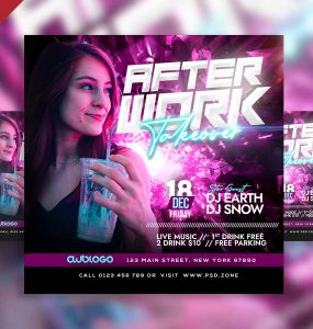After work takeover party social media post PSD